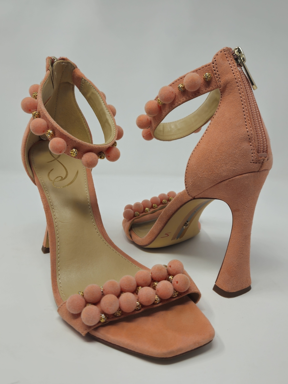 Sam Edelman Women's Luella Embellished High Heel Sandals, Women's 8 POM POM